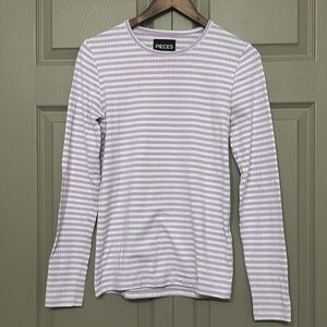 PIECES Lilac Striped Long Sleeve